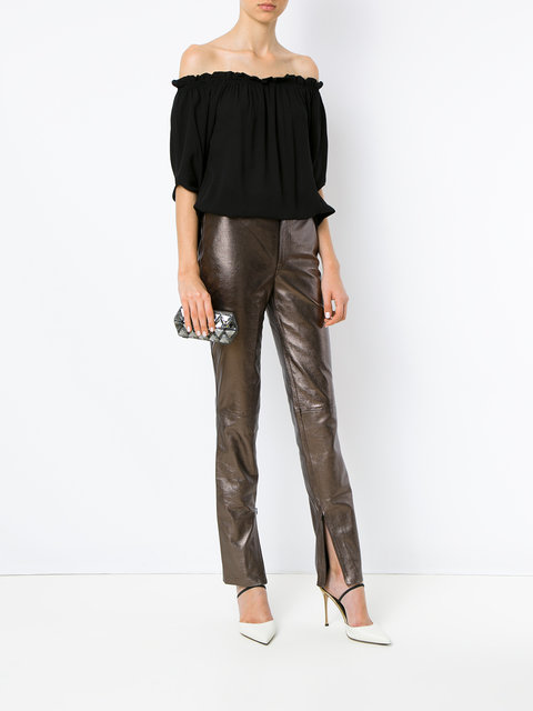 leather pants, pants brown,trend 2018